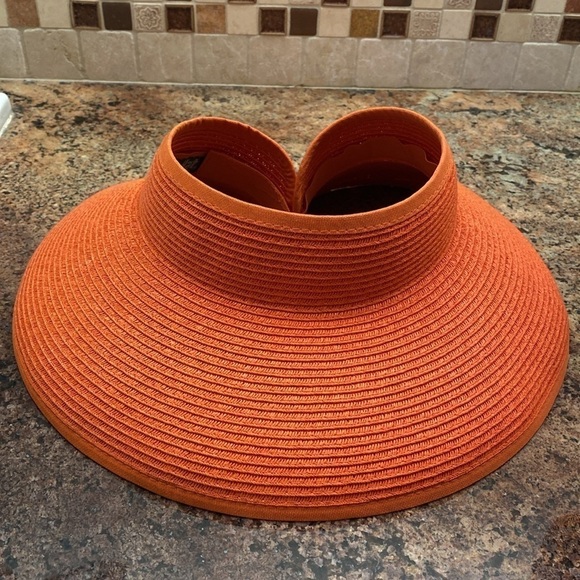 San Diego Hat Co. Sun Visor Womens OS Orange Velcro packable paper Beach Vacay - Picture 3 of 10